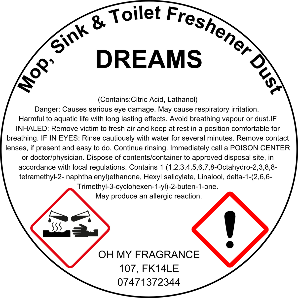 Mop, Sink & Toilet Freshener Dust